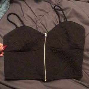 Black zippered crop top